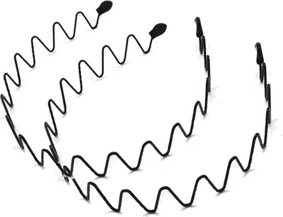 Produktbild von Schwarzes Haarband aus Metall, mehrere Stile, flexibles Uni-Stirnband, Zubehör (Big Wave-Stil, 2 Stück)