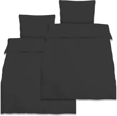 Produktbild von Beautissu 2er Set Renforcé Bettwäsche Set Julie, 155x220cm, 2tlg., Schwarz