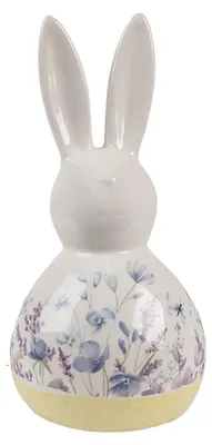 Obrázek produktu pro Clayre & Eef dekorativní figurka králíka 23 cm bílá modrá keramika
