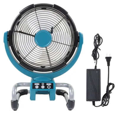 Obrázek produktu pro Bezdrátový ventilátor – přenosný ventilátor s dobíjecí lithiovou baterií pro použití na stavbě i při kempování