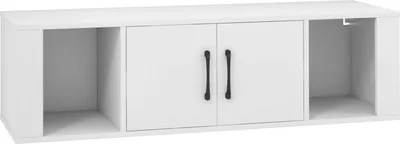Produktbild von Wandmontierter Schreibtisch mit Stauraum, Weiß, 2 Türen
