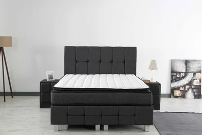 Produktbild von CAPRICE Anthrazit Baumwolle Boxspringbett Stauraum Set 3 teilig 160x200 cm Matratze Topper inklusive Hydraulisch Stauraum Doppelbett