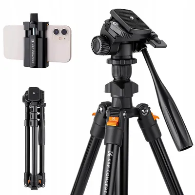 Productafbeelding van K&F Concept K234A0 videostatief met 3D-kop en smartphonehouder