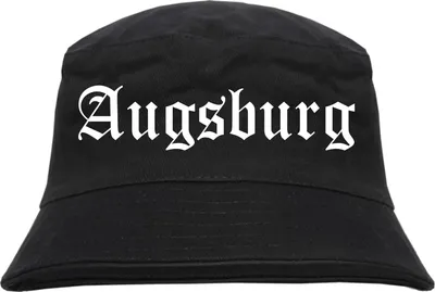 Produktbild von Augsburg Fischerhut - Altdeutsch - bedruckt - Bucket Hat Anglerhut Hut L/XL Schwarz