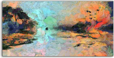 Produktbild von Coloray Acrylbild 120x60  Wandbild Acrylbilder bunte Wasser insel Landschaft Malerei