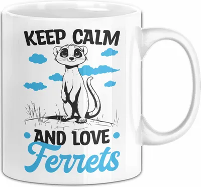 Produktbild von Frettchen Tasse Geschenk Frettchen-Liebhaber Geschenkidee Keep Calm And Love Ferrets (Weiß)