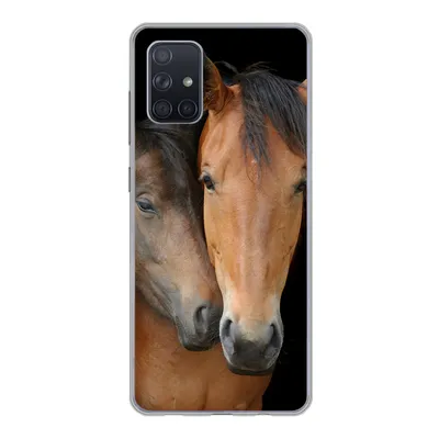 Produktbild von MuchoWow® Handyhülle Schutzhülle Hülle für Samsung Galaxy A51 Pferde - Liebe - Braun Silikon Softcase Handy Hülle - Schutzabdeckung