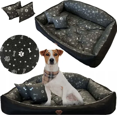 Produktbild von Hundebett Katzenbett 115x95 Cm Shell Hundekissen Hundesofa Hundekorb Hundecouch Sofa Knochen Silber
