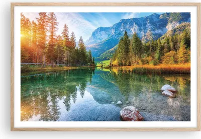 Produktbild von Gerahmtes Poster - Rahmen in heller Eiche - Landschaft Berge Morgendämmerung - 91,5x61 cm - Wand Bild - Wanddeko - Wandbilder - Kunstposter - Wandposter - Bilderrahmen - Bilder - P2NAA91x61-4456