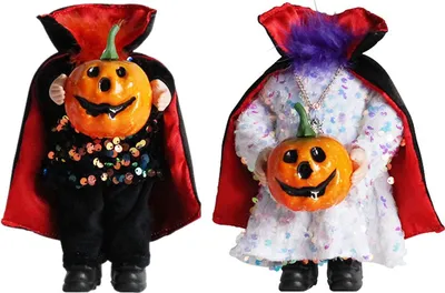 Produktbild von Kopflose Kürbispuppe, 2 Stück Horror-Ornament, Halloween, kopflose Kürbispuppe, geflochtene Puppe mit Umhang, Geisterfest-Puppe, Halloween-Dekorationen