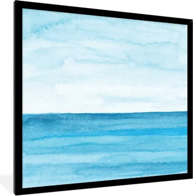 Produktbild von MuchoWow® MuchoWow® Gerahmtes Poster Meer - Aquarell - Blau 40x40 cm - Poster mit zchwarzem Bilderrahmen - Mit Rahmen - Wanddekoration Schlafzimmer
