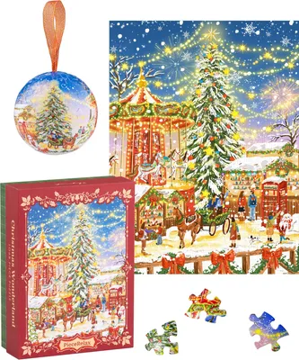 Obrázok produktu pre Vianočná puzzle sada – Vianočná rozprávka, 1000 dielikov + 3D puzzle vianočná guľa
