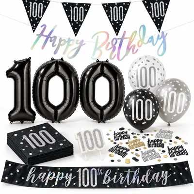 Produktbild von 100. Geburtstag Deko schwarz silber Party Dekoration Set Mann Geburtstagsdeko
