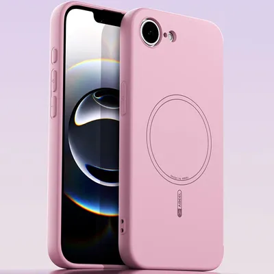 Image de Étui magnétique pour iPhone 16e/iPhone 17e, compatible MagSafe, en silicone souple, résistant aux chocs et aux rayures - Rose