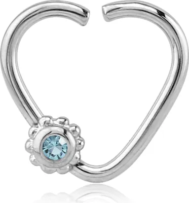 Produktbild von viva-adorno Knorpel Piercing Herz Kristall Ohrpiercing Helix Cartilage Tragus 316L Chirurgenstahl verschiedene Farben Z490,Herz 1x silber / aqua
