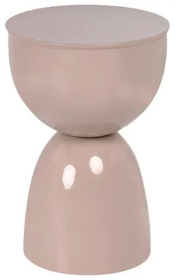 Produktbild von BELIANI Beistelltisch Hellbeige Metall 46 cm Hoch ø 31 cm Rund Skulpturales Modernes Design Wohnzimmertisch Ablagetisch Sofatisch Salontisch Indoor