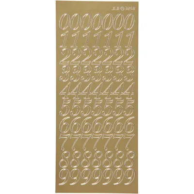 Produktbild von Sticker, Blatt 10x23 cm, Gold, Zahlen, 1Bl.