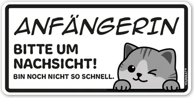 Produktbild von younikat Fahrzeug-Aufkleber Fahranfängerin I 20 x 10 cm I Katzen Motiv schwarz-weiß I selbstklebende Folie mit UV-Schutzlaminat wetterfest I Auto KFZ Anfänger I kfz774