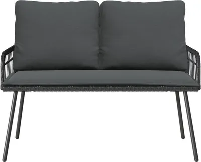Zdjęcie produktu dla Czarna Ławka Ogrodowa 114X64X78 Cm, Polirattan Lumarko!