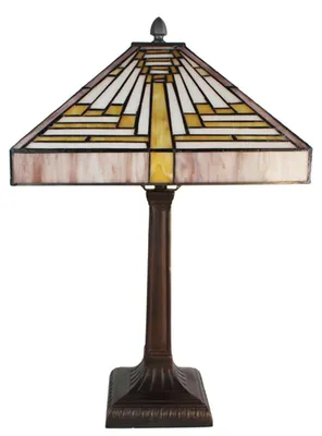 Produktbild von Clayre & Eef Tiffany Tischlampe 31x31x48 cm Beige Violett Glas