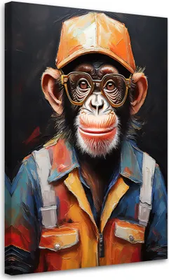 Produktbild von Leinwandbild Affen Tiere Abstraktion 80x120 Feeby Orange bild für die wand bereit zum aufhängen
