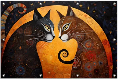 Produktbild von Wallario Outdoor-Poster für Garten oder Balkon, Motiv Katzen im Mondlicht, in ca. 80 x 120 cm