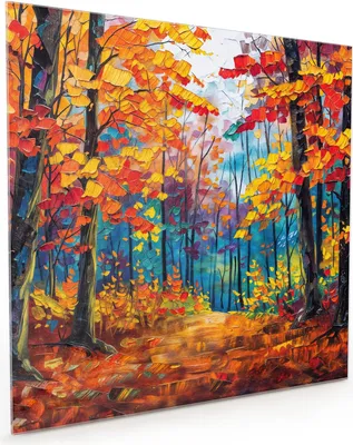 Produktbild von Küchenrückwand Spritzschutz Glas mit Motiv Herbstwald Pfad 40 x 40 cm