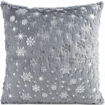 Productafbeelding van EUROFIRANY | Kerstkussenhoes - 45 x 45 cm - Grijs - Sterren - Kussenhoes - Sneeuwvlokken - Kerst