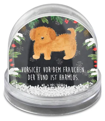 Produktbild von Mr. & Mrs. Panda Schneekugel Weihnachten Hund Flauschig - Kreidetafel - Geschenk, kunststoff, Weihnachts, schnee kugel, Hunde, Niedlich, Hundemama, Witzig, Sprüche