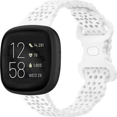 Produktbild von Strap-it Smartwatch Armband - gemustertes Silikonarmband - passend für Fitbit Versa 3 / Versa 4 / Sense / Sense 2 - weiß
