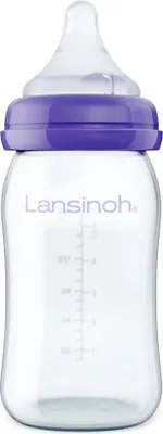 Produktbild von Lansinoh Weithalsflasche Glas 160 ml mit Sauger S 1 St