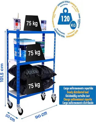 Produktbild von SIMONCLICK MOBILE 3/500 900 Metallregal BLAU/WEISS