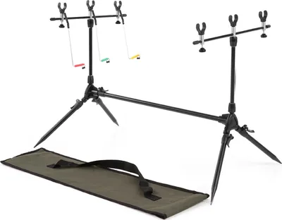 Obrázek produktu pro Lixada Nastavitelný výsuvný držák na kaprařské pruty Pod Stand Rybářský stojan na pruty Pod Stand se 3 signalizátory záběru a swingery