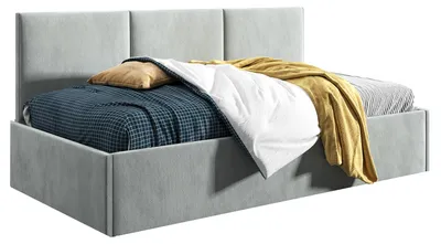 Produktbild von Belvedo Jugendbett Polsterbett 100x200 cm - Hellgrau - Holzbett mit Lattenrost - Stoff Riviera 91 - Comfort Asti