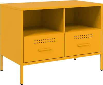Image de Meuble TV jaune moutarde 68x39x50,5 cm acier