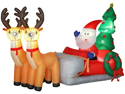 Obrázek produktu pro Nafukovací Santa Claus na saních | Barva: Vícebarevná | Rozměry: 90 x 216 x 150 cm