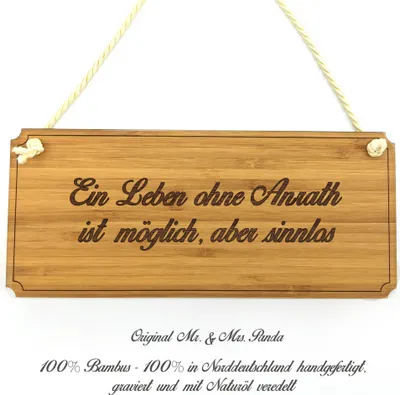Produktbild von Mr. & Mrs. Panda Schild Anrath - Geschenk, Türschild, Geschenkidee, Hinweisschild, Wegweiser, Landhaus, wandtafel, Graviert, Shabby, Werbeschild