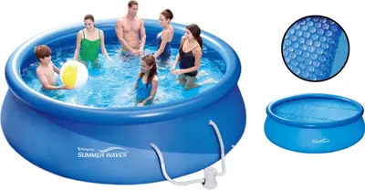 Image de Summer Waves Stand Up Pool 366x91cm Piscine familiale avec pompe de filtration + bâche solaire
