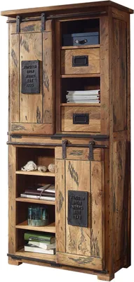 Produktbild von Highboard Kommode EMANUEL mit 2 Rolltüren Mango massiv 80 cm - Die Möbelfundgrube
