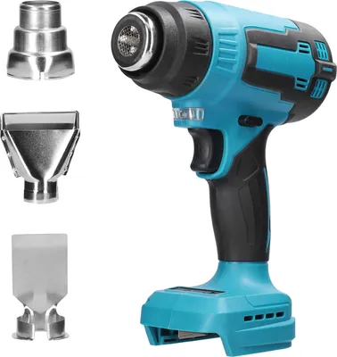 Image de Pistolet thermique rechargeable de 300W – appareil de soufflage d'air chaud portable, atteignant 400°C, avec 3 buses pour le thermo-rétractable, les manchons thermo-rétractables et la réparation de PVC. Accessoires inclus