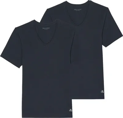 Produktbild von Marc O'Polo V Neck Top 2P Essentials Organic Baumwolle Stretch L Dunkelblau/Dark Navy