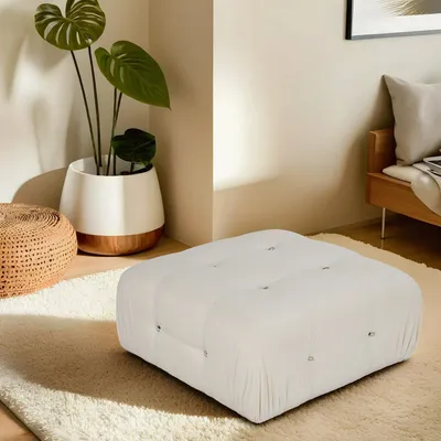 Produktbild von Hanah Home, Bubble Pouffe - Beige, Tuffet, Weiß, 95 x 95 x 45 cm