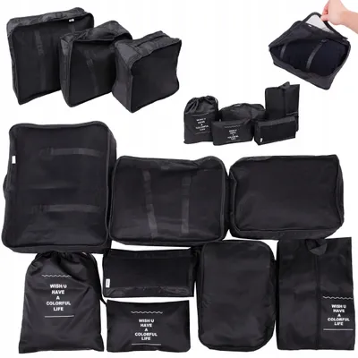 Produktbild von Reise-Organizer-Set mit 8 Taschen für Koffer, Kleidung, Unterwäsche, Schuhe und Kosmetik