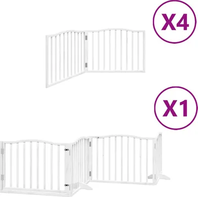 Obrázek produktu pro vidaXL 12dílná brána pro psy s dvířky Skládací bílá 960 cm Topolové dřevo