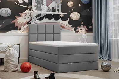 Produktbild von VELAR Boxspringbett mit bettkasten "OLAF PREMIUM", 120 cm, Grau