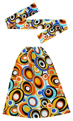 Image de Costume set bandeau et manchettes - déguisement hippie années 70 - différents motifs bubbels - multicolore