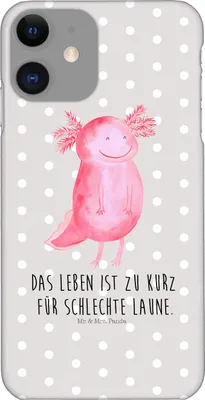 Produktbild von Mr. & Mrs. Panda Iphone 11 Handyhülle Axolotl Glücklich - Grau Pastell - Geschenk, Lebensfroh, Schwanzlurch, Molch, Motivationsspruch, gut Gelaunt, Lurch, Hülle, Cover