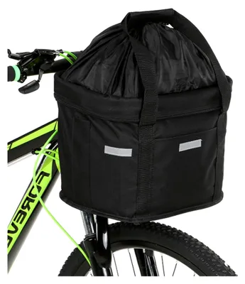 Produktbild von Hundekorb für das Fahrrad vorne, mit Reflektorstreifen, faltbarer und atmungsaktiver Hundefahrradkorb für kleine Hunde, Einkaufen, Picknick (Schwarz)
