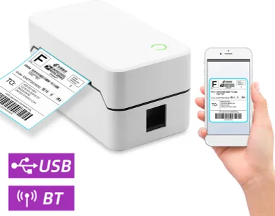 Zdjęcie produktu dla TDL401H 3-calowa drukarka etykiet wysyłkowych 40-80 mm USB+Bluetooth Drukarka termiczna z automatycznym obcinaczem, kody kreskowe 1D-2D, 203 dpi, Wins/MacOS