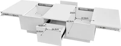 Produktbild von okwish Couchtisch Wohnzimmertisch mit 2 Schubladen, Beistelltisch Kaffeetisch mit Push-Pull-Aufbewahrungsstruktur für Wohnzimmer, 100x50x31 cm,weiß